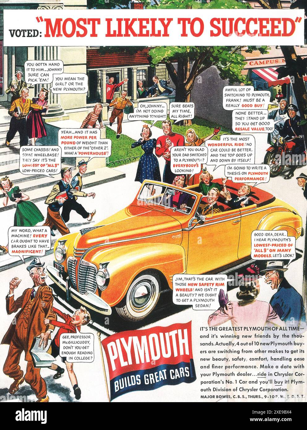 Annonce de couleur dorée pour cabriolet Plymouth 2 portes 1941 Banque D'Images