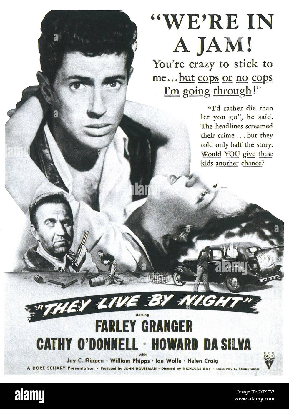 1948 affiche du film Live by Night, réalisateur : Nicholas Ray, avec Farley Granger. RKO Banque D'Images