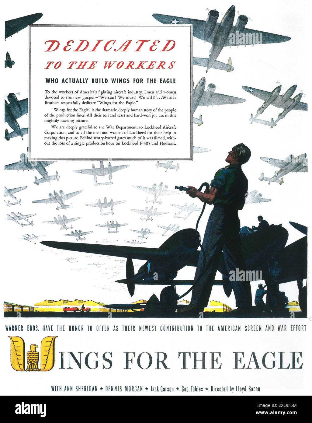 Affiche originale du film Wings for the Eagle de 1942. Avec Ann Sheridan, Dennis Morgan, réalisé par Lloyd Bacon Banque D'Images