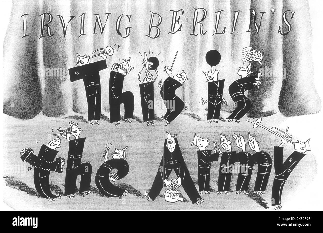 This Is the Army - une affiche de comédie musicale américaine de guerre de 1943. Musique de Irving Berlin, mise en scène de Michael Curtiz Banque D'Images