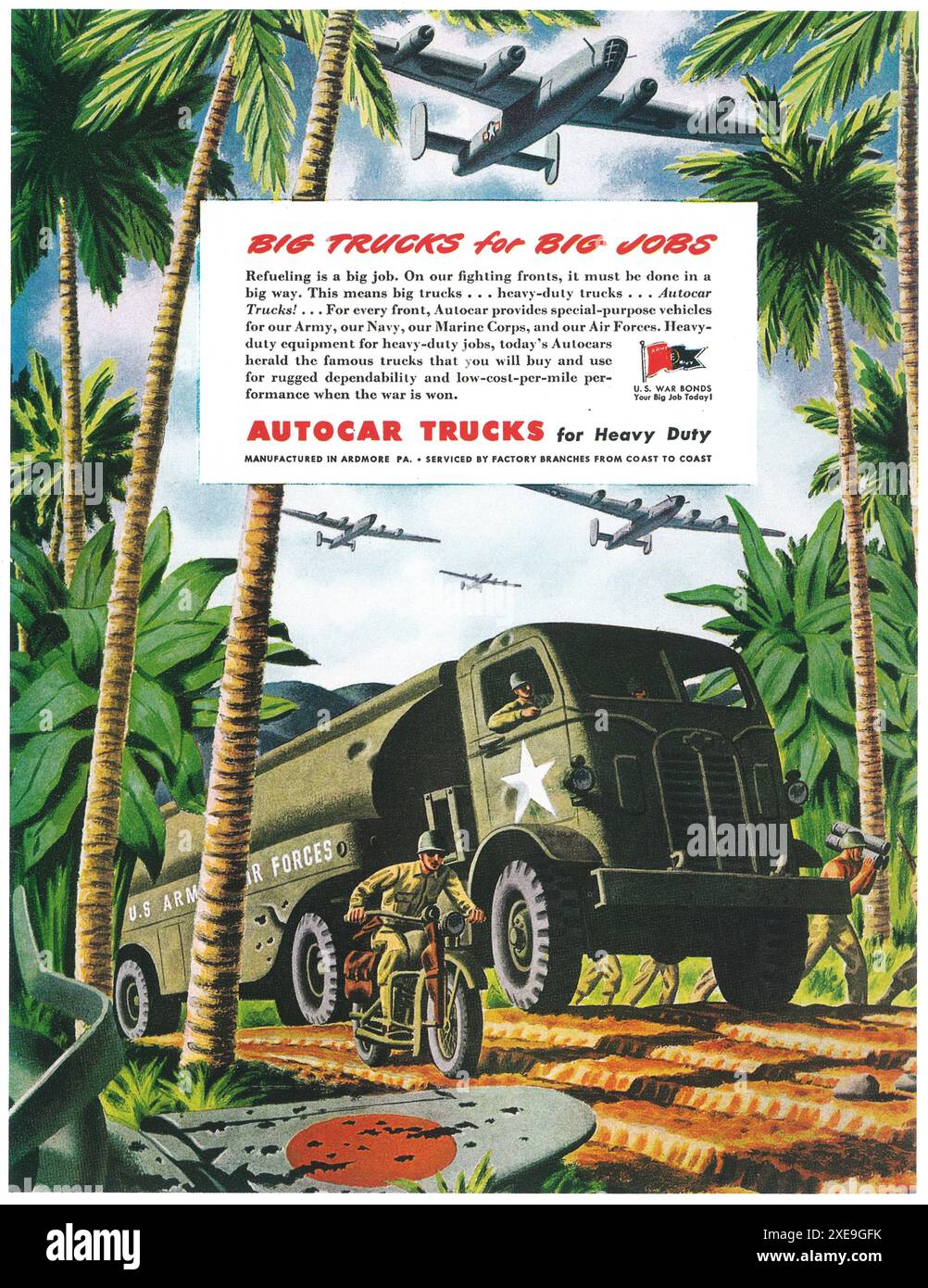 Annonce sur les camions poids lourds pour autocars de la seconde Guerre mondiale 1944 Banque D'Images