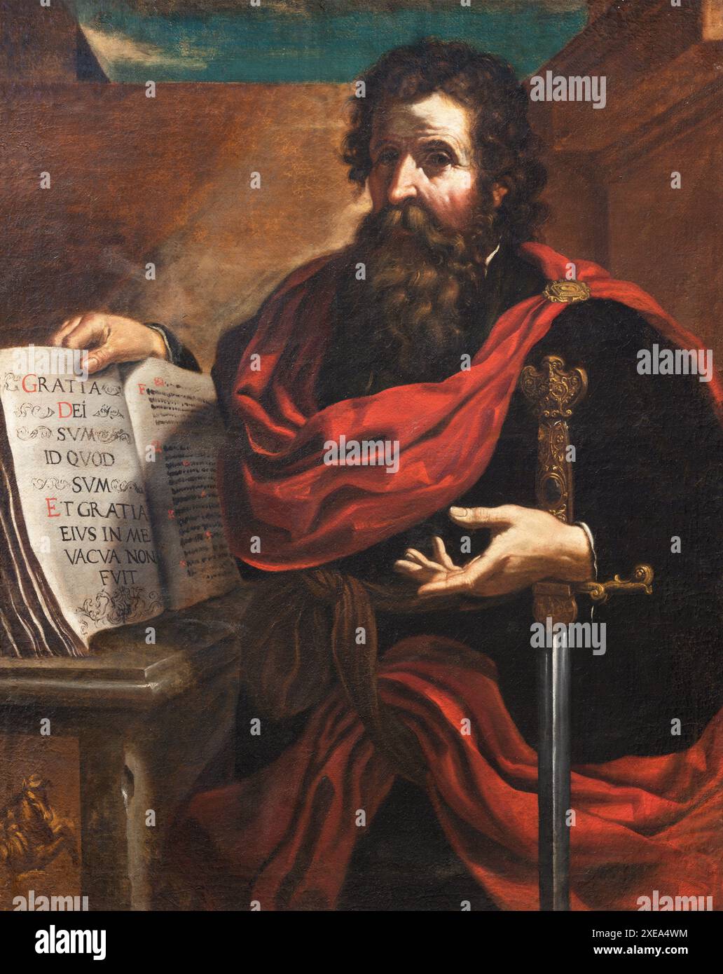 PÉROUSE, ITALIE - 18 MAI 2024 : la peinture de Paul l'Apôtre dans l'église Basilica di San Pietro par Giovanni Francesco Barbieri - Guercino Banque D'Images