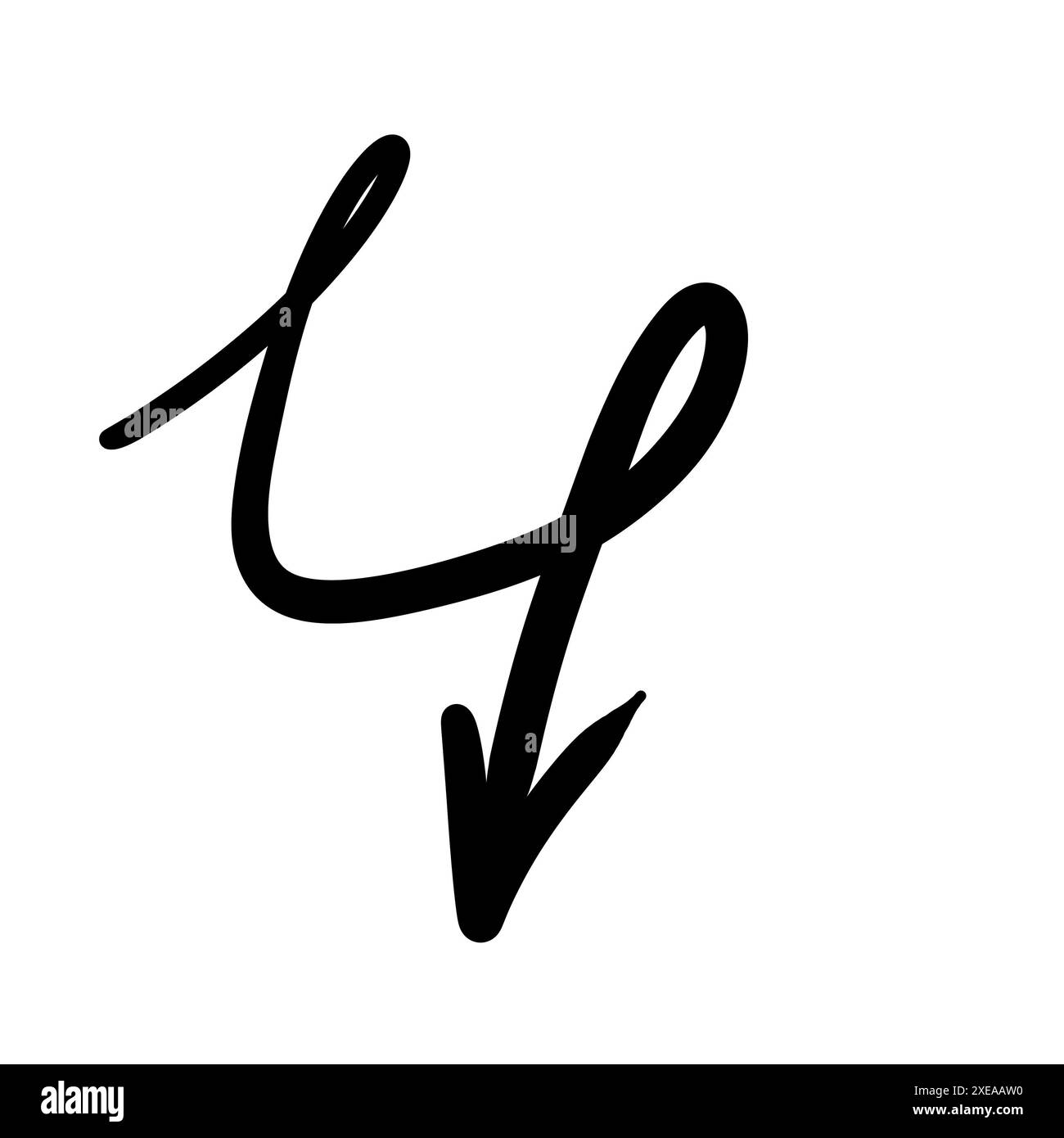 Une flèche dessinée noire isolée sur blanc Banque D'Images