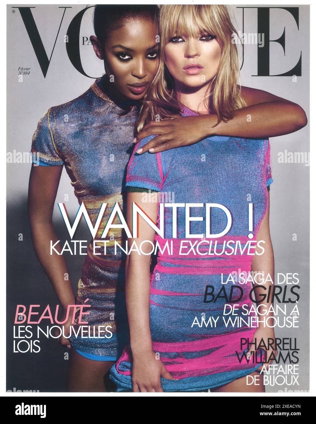 2008 février couverture de Vogue Paris avec Naomi Campbell et Kate Moss dans Louis Vuitton, tourné par Mario Testino Banque D'Images