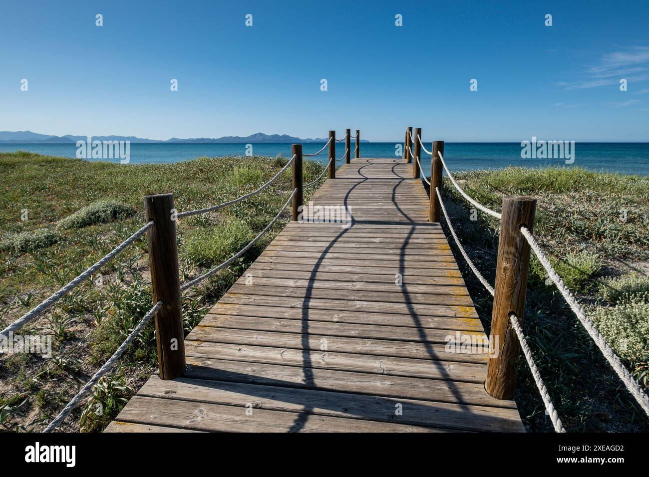 Chemin en bois pour protéger les dunes Banque D'Images