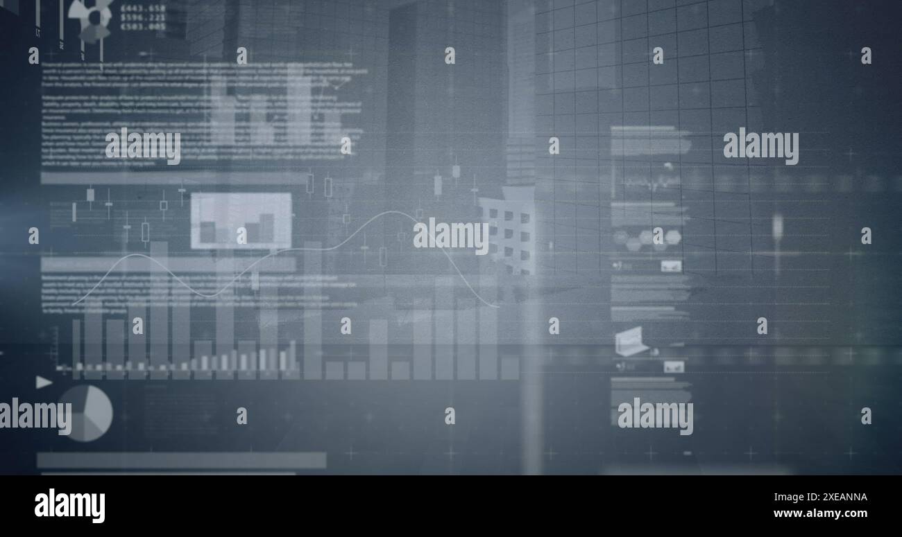 Image du traitement des données financières sur fond gris Banque D'Images