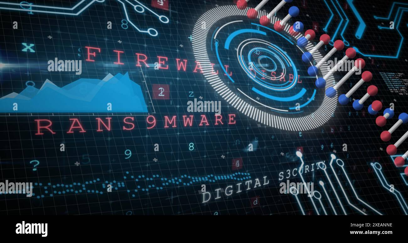 Image de l'adn, du scan et du traitement des données sur fond de marine Banque D'Images