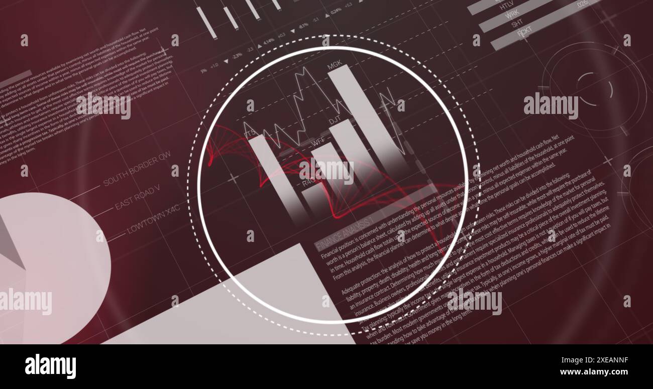 Image du traitement des données et des cercles sur fond noir Banque D'Images