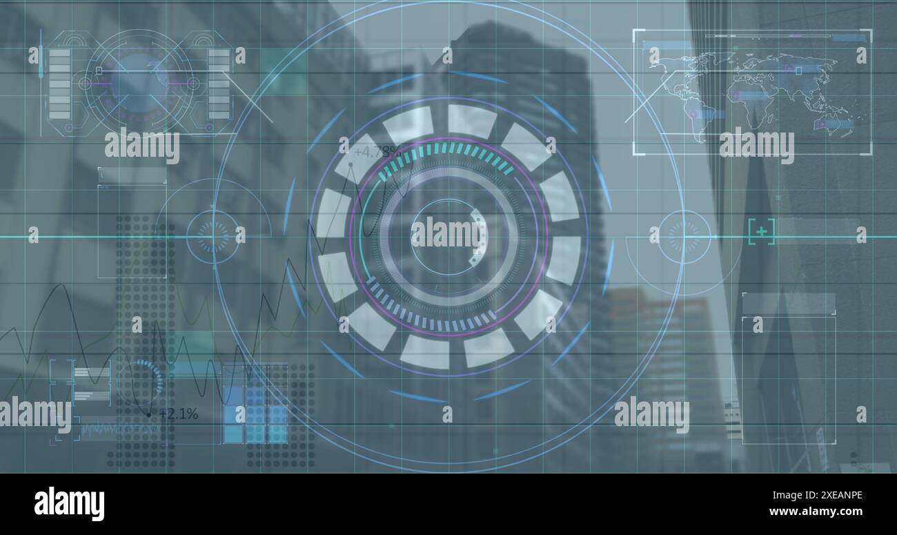 Image du traitement des données sur CityScape Banque D'Images