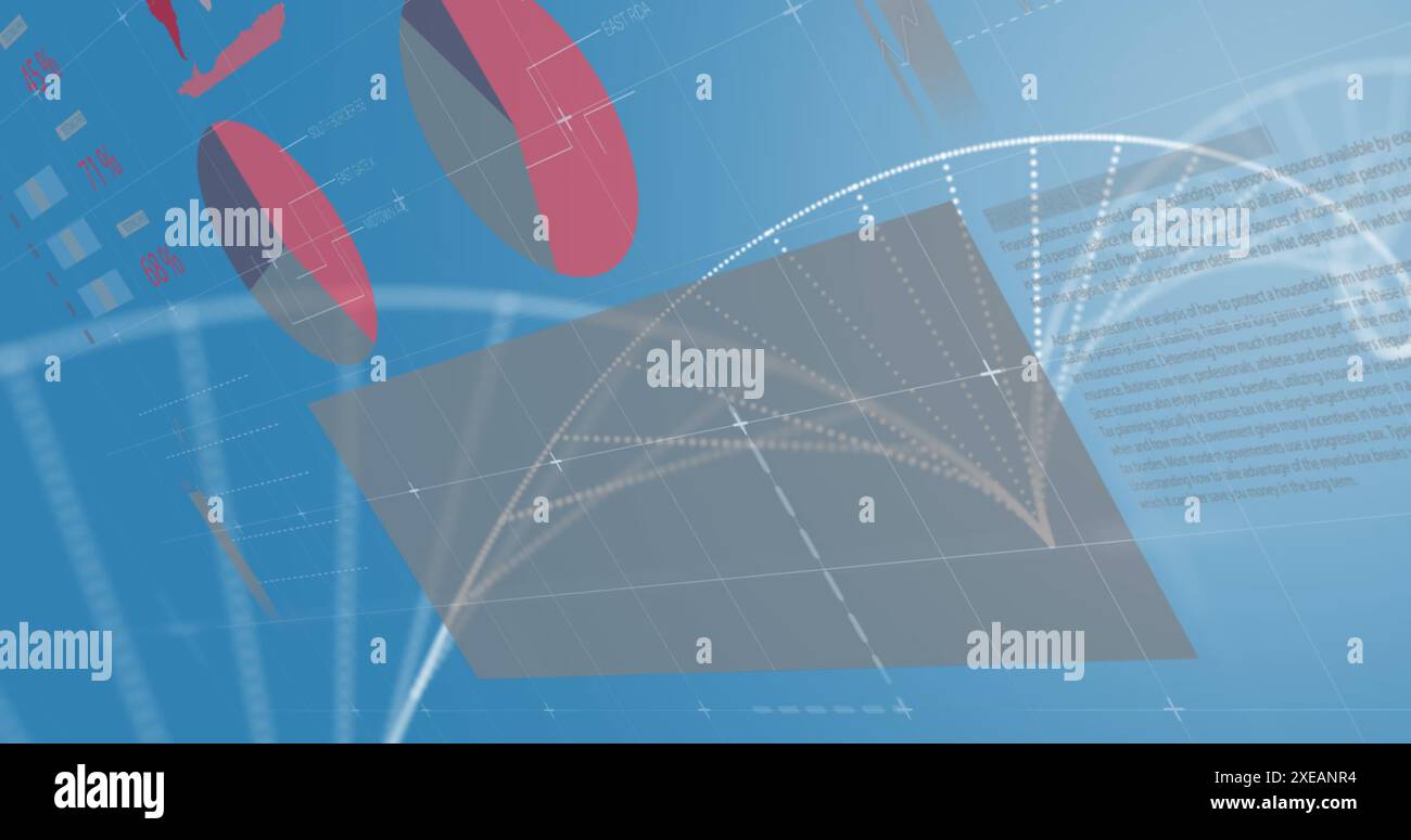 Image du traitement des données et du brin d'adn sur fond bleu Banque D'Images