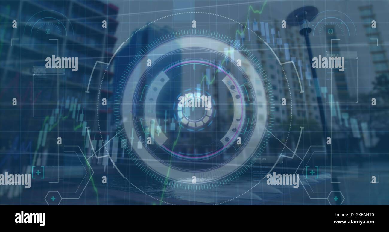 Image du traitement des données sur CityScape Banque D'Images