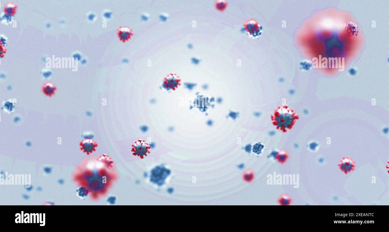 Image d'une cellule virale flottant sur fond rose Banque D'Images