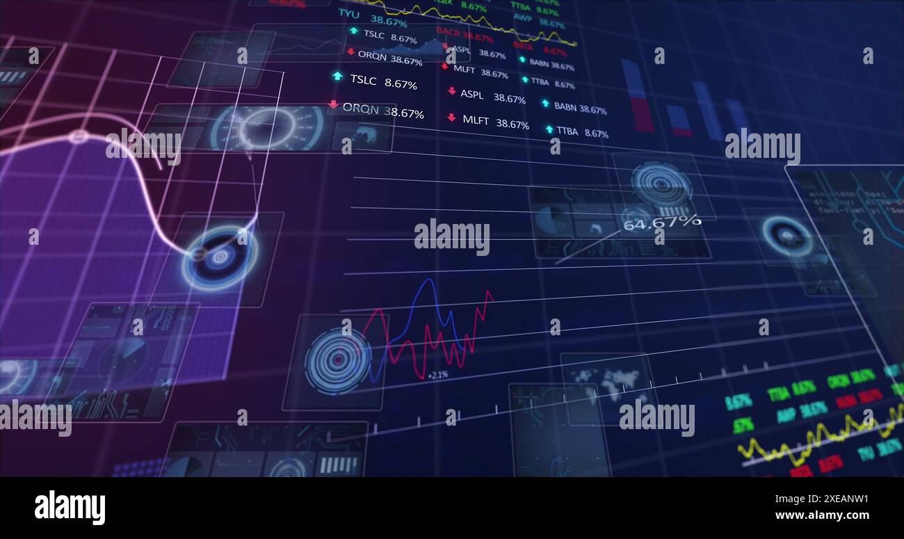 Image du traitement des données financières sur grille Banque D'Images