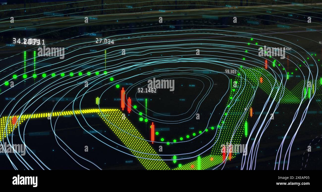 Image du traitement des données sur fond sombre Banque D'Images