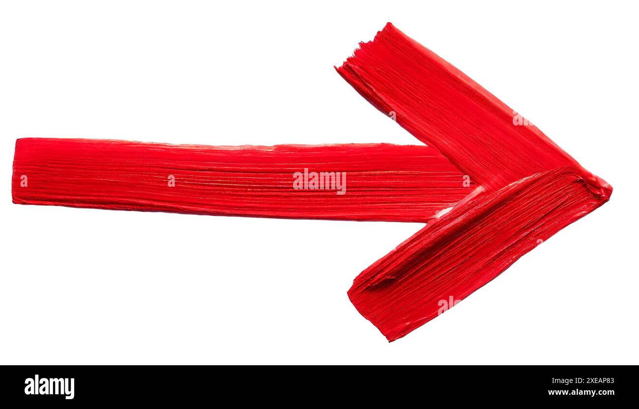 Flèche rouge avec peinture sur fond blanc Banque D'Images
