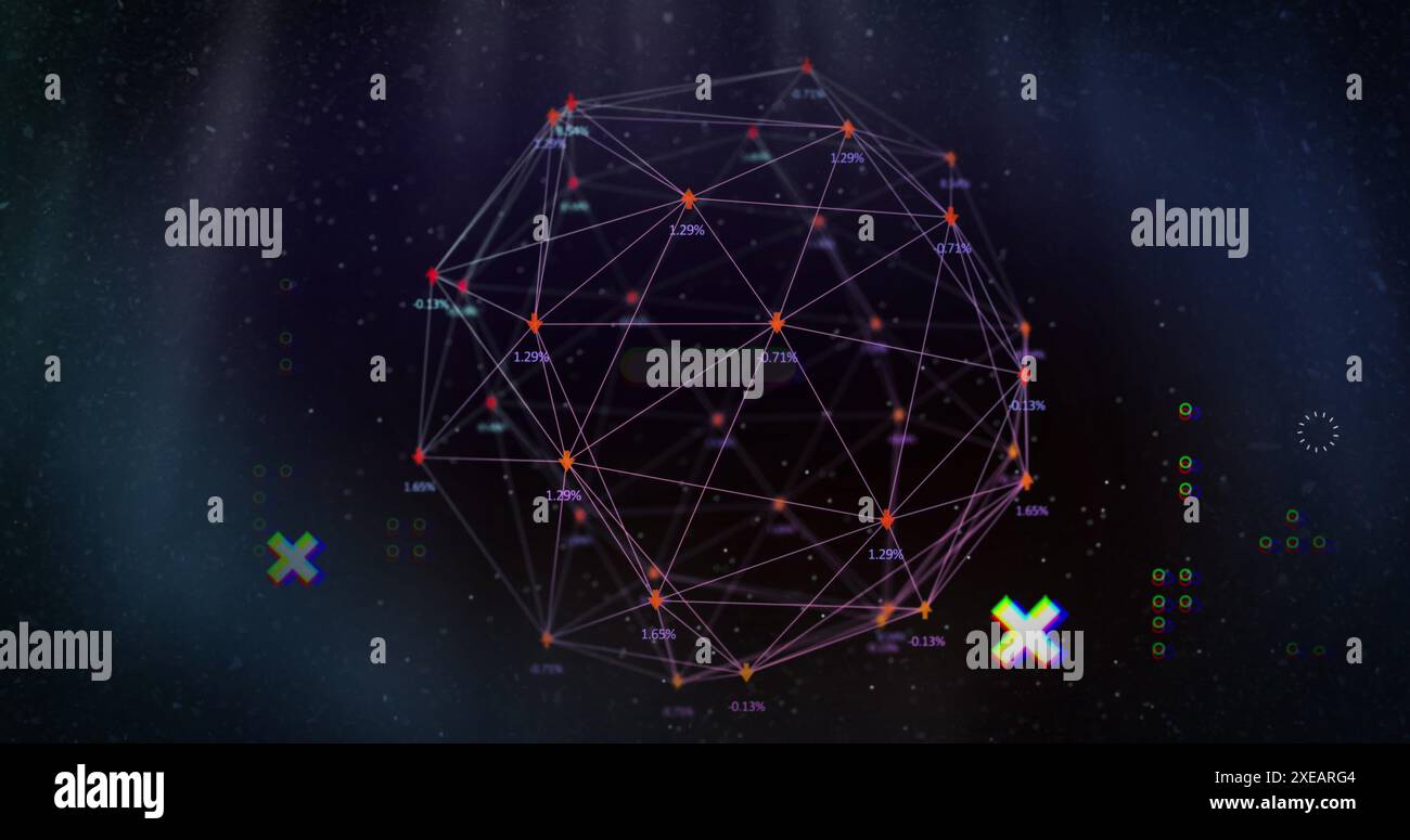 Image du globe avec traitement des données et connexions Banque D'Images