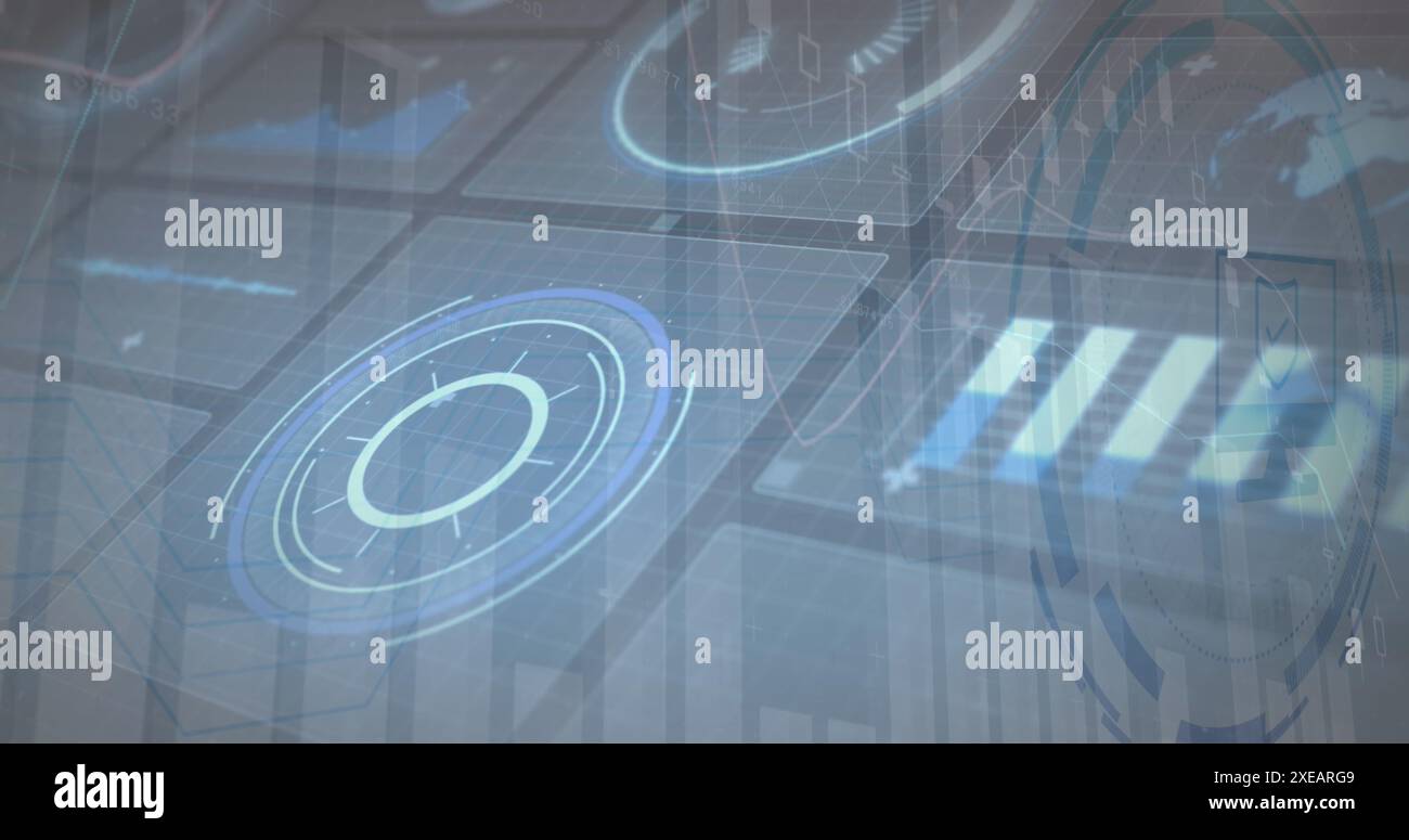 Image des oscilloscopes scannant et traitant les données sur les écrans Banque D'Images