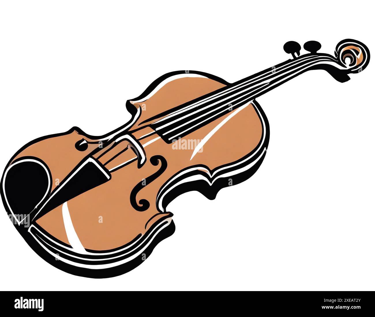 Violon classique. Instrument de musique isolé sur fond blanc. illustration dans la conception de style plat Banque D'Images