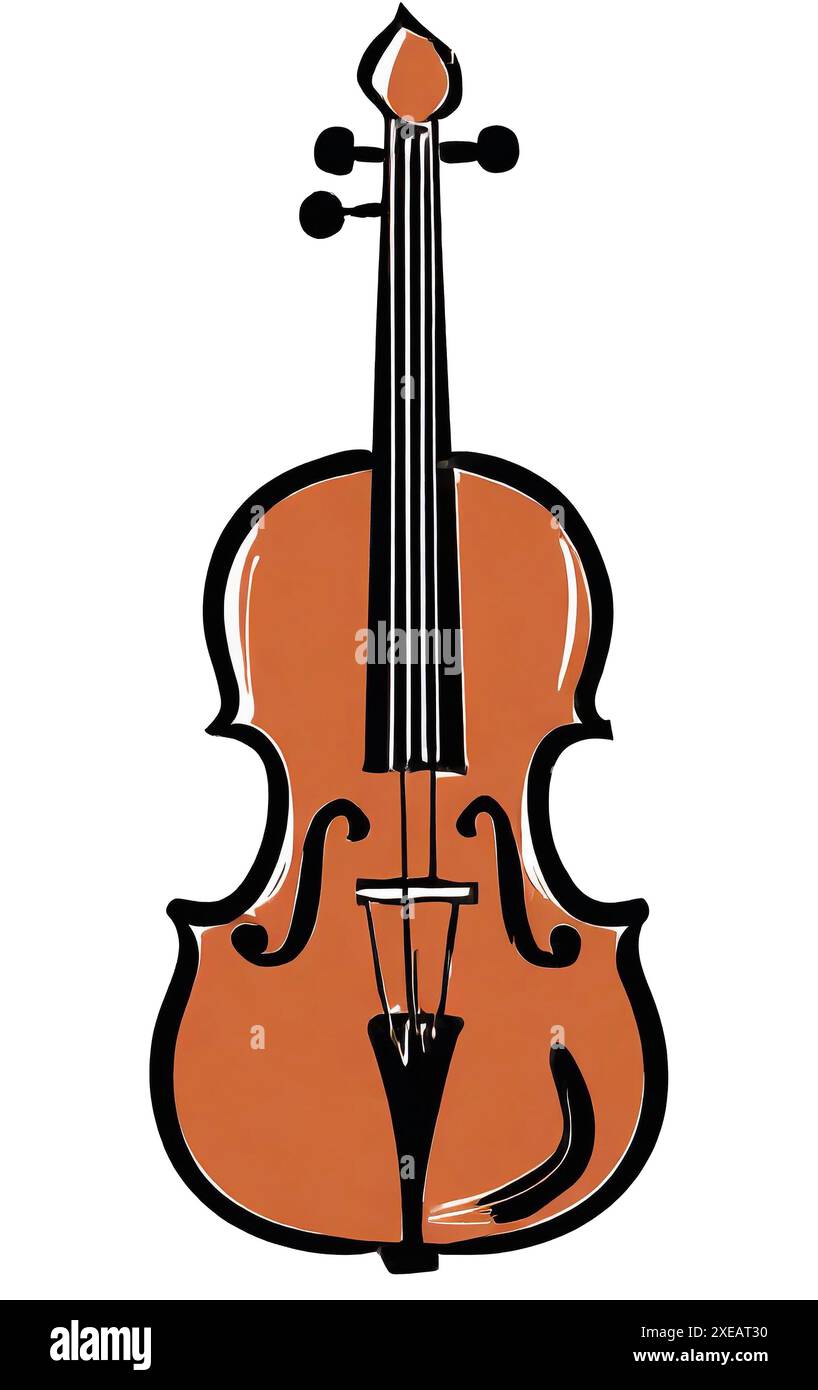 Violon classique. Instrument de musique isolé sur fond blanc. illustration dans la conception de style plat. Banque D'Images