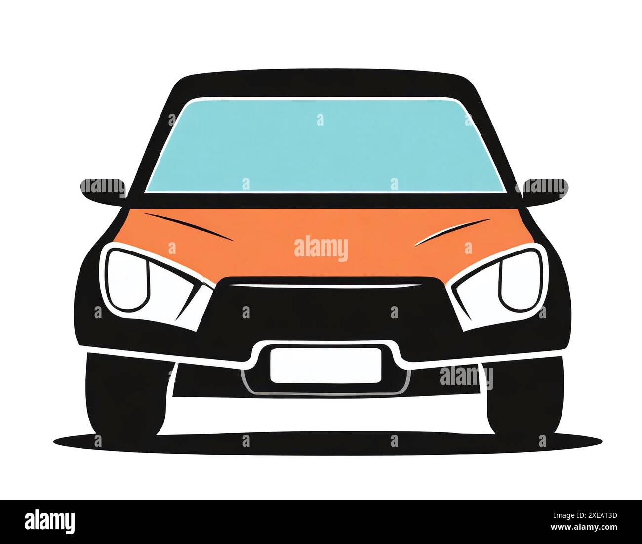 Illustration plate, voiture isolée sur fond blanc, icône ou logo. Banque D'Images