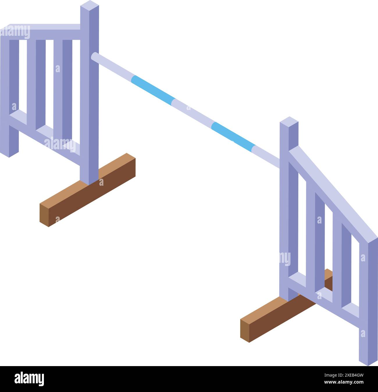 Bleu et blanc montrent obstacle de saut en cours de préparation pour une compétition équestre Illustration de Vecteur