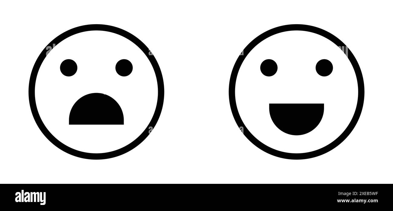 Icône emoji d'évaluation des commentaires. Icône vectorielle emoji heureuse et triste. Visage icône sourire positif, négatif vecteur d'opinion neutre signe symbole. Illustration de Vecteur