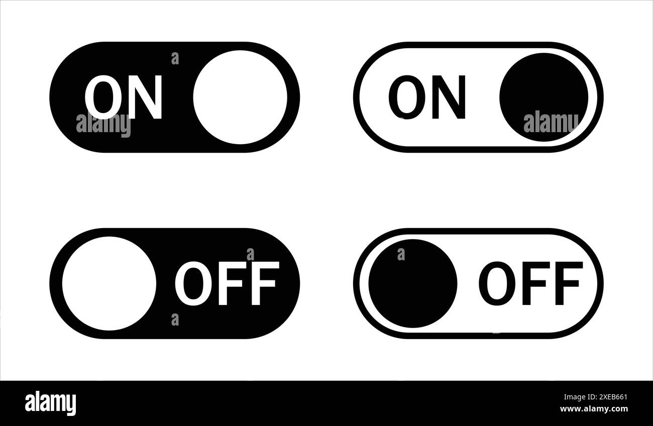 Icône Marche/arrêt. Activer/désactiver le bouton à bascule. Bouton de vecteur de basculement d'alimentation pour le Web et l'application. Illustration vectorielle. Illustration de Vecteur