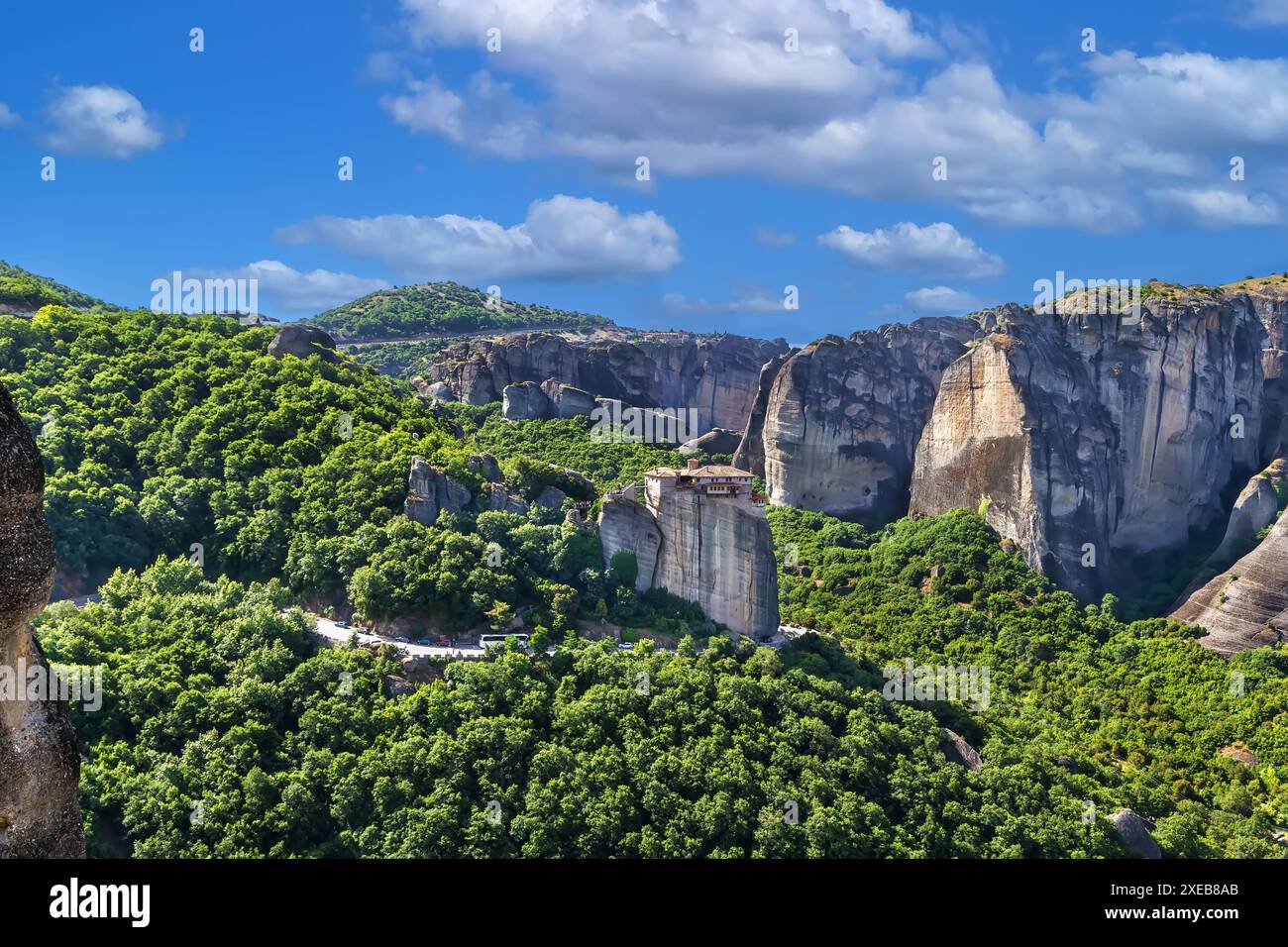 Vue de la vallée des Météores, Grèce Banque D'Images