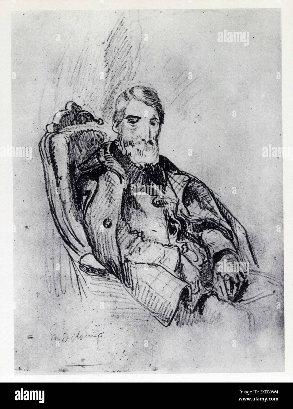 Eugène Delacroix. Étude de composition pour le Portrait d'Alfred Bruyas. Vers 1853. Pastel sur papier gris Banque D'Images