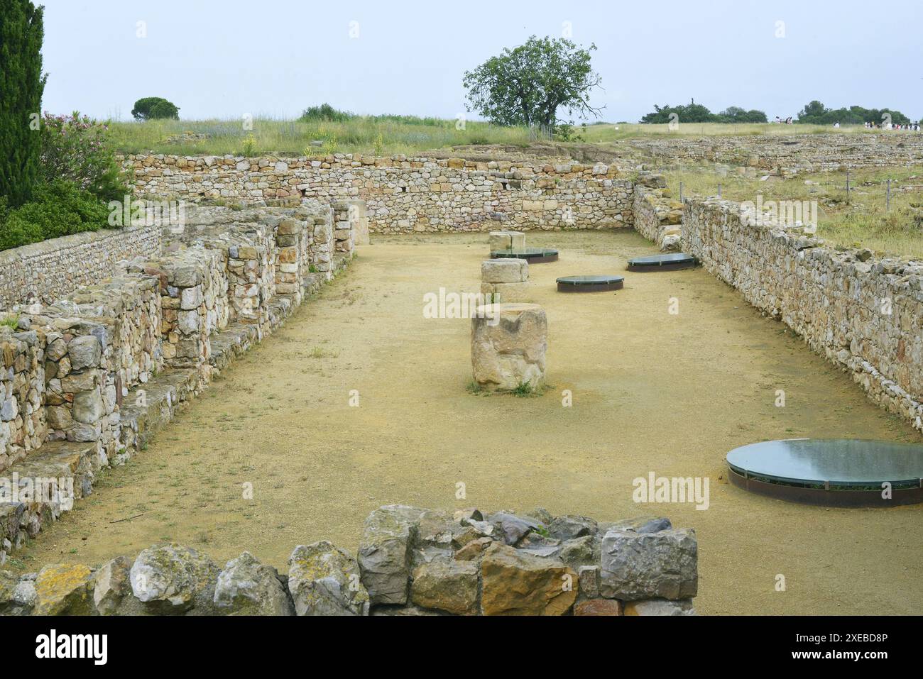 Ville romaine dans la zone archéologique de ​​Ampurias à l'Escala dans la région de l'Alt Empordá, Catalogne, Espagne Banque D'Images