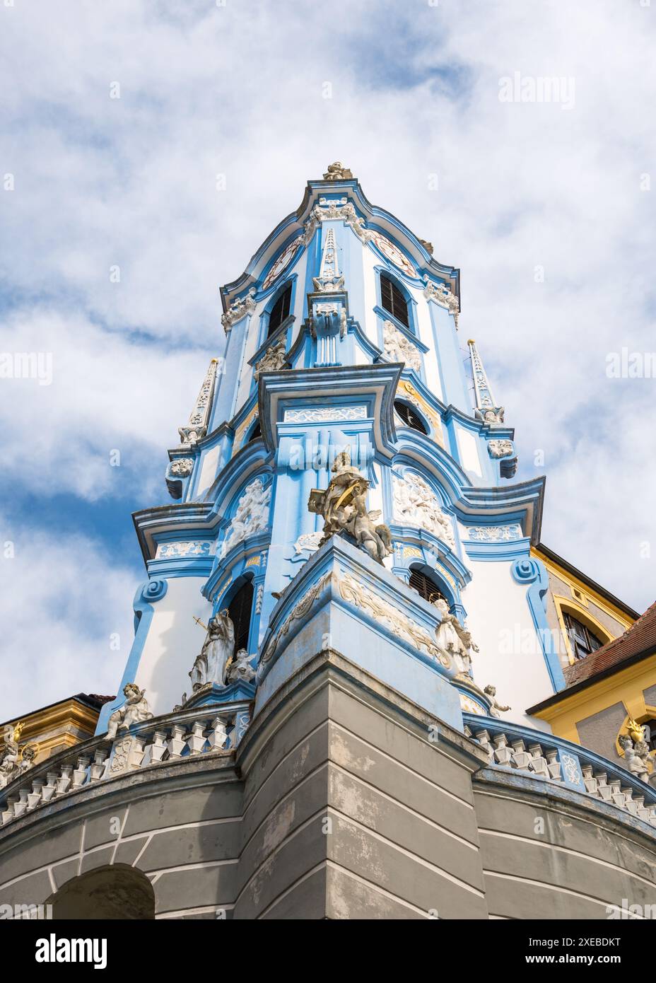 Célèbre église bleue et blanche de DÃ¼rnstein, Wachau, unesco, patrimoine mondial, basse-autriche, autriche Banque D'Images