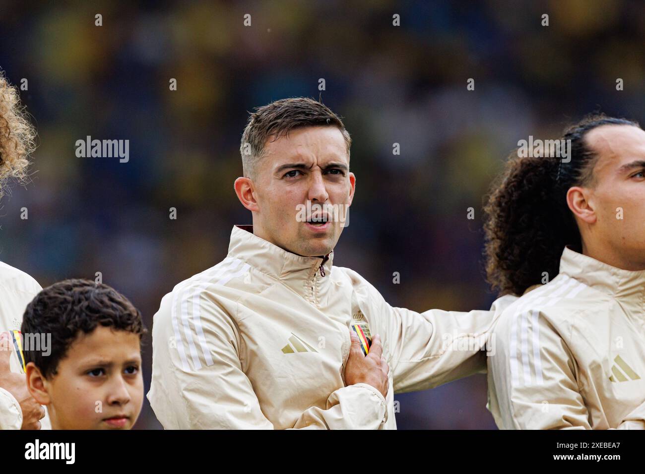 Stuttgart, Allemagne. 26 juin 2024. Timothy Castagne de Belgique vu lors du match de l'UEFA Euro 2024 entre l'Ukraine et la Belgique à MHPArena. Score final ; Ukraine 0:0 Belgique. Crédit : SOPA images Limited/Alamy Live News Banque D'Images