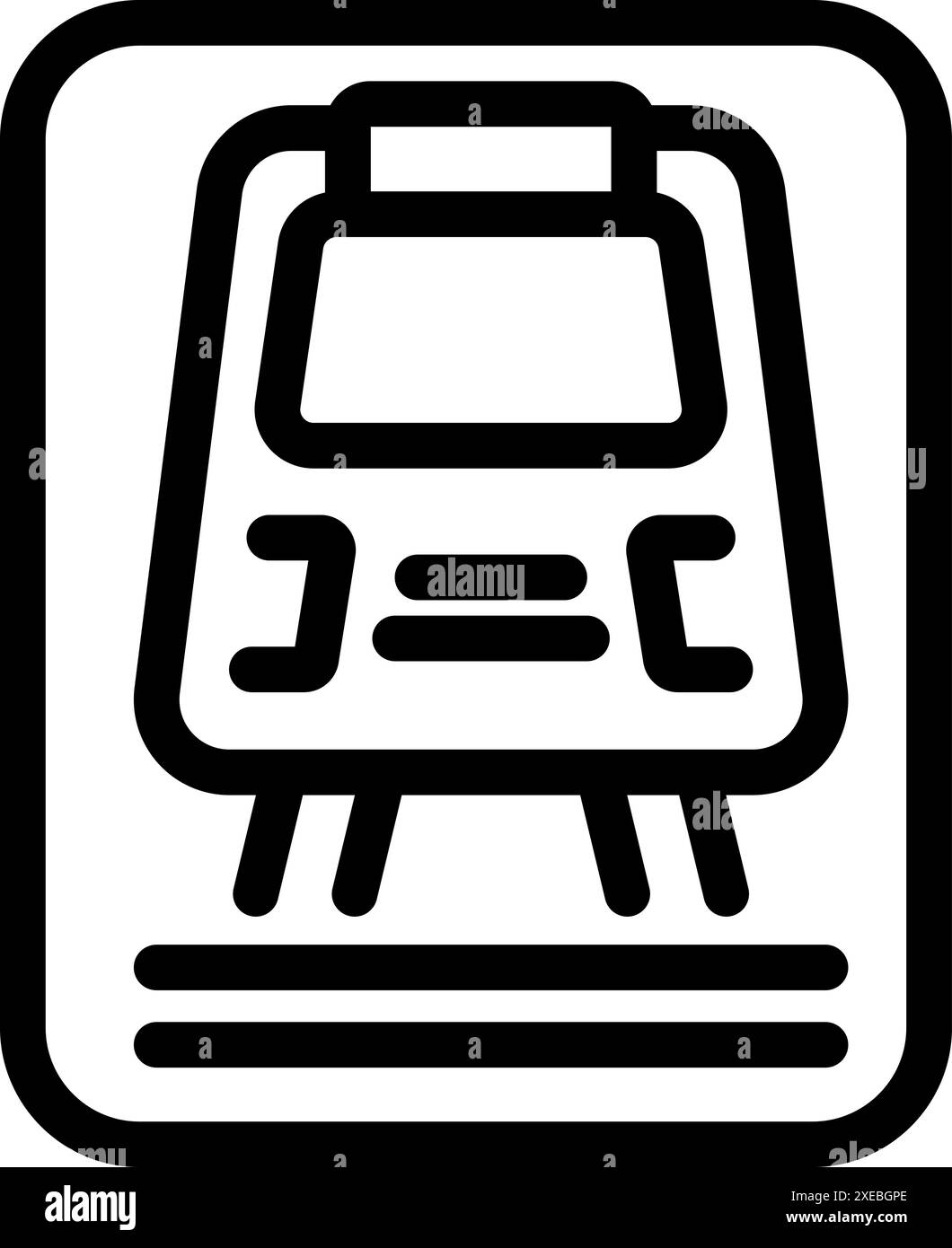 Icône simple en noir et blanc d'un train express moderne arrivant à une gare Illustration de Vecteur