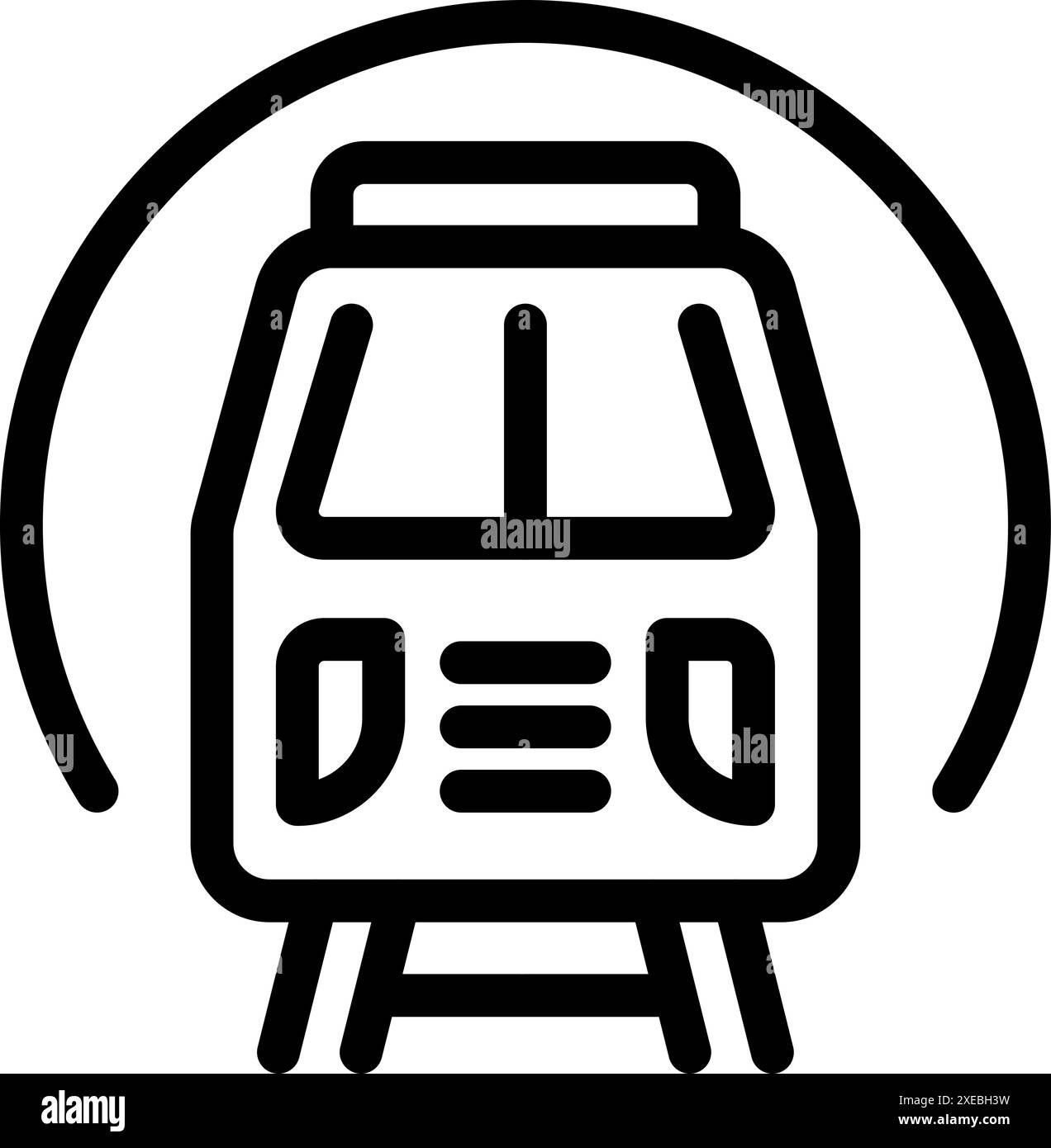 Simple icône de dessin au trait d'un train entrant dans un tunnel, symbolisant les transports en commun et les déplacements urbains Illustration de Vecteur