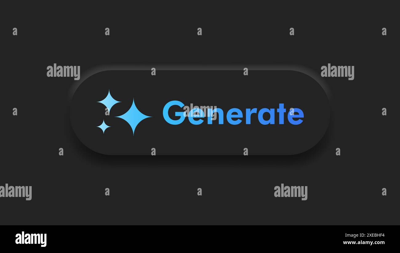 Générer l'interface utilisateur du bouton ai. Concept de conception UI UX d'intelligence artificielle pour site Web, application isolée sur fond noir. Illustration vectorielle Illustration de Vecteur