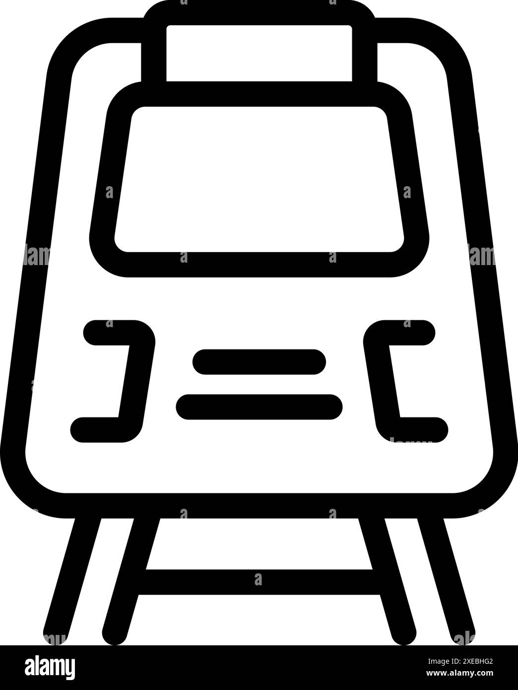 Icône simple en noir et blanc d'un train arrivant à la gare Illustration de Vecteur