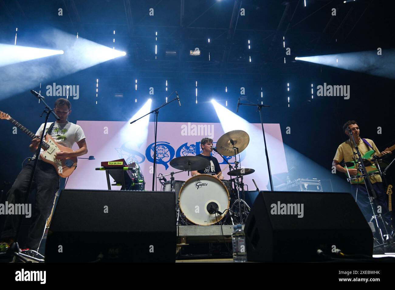 Zagreb, Croatie, 260624. Le groupe post punk britannique Squid se produit lors de la deuxième journée du festival INmusic au lac Jarun. Photo : Vanesa Pandzic / CROPIX Zagreb Croatie Copyright : xxVanesaxPandzicx/xCROPIXx squid inmusic2-260624 Banque D'Images