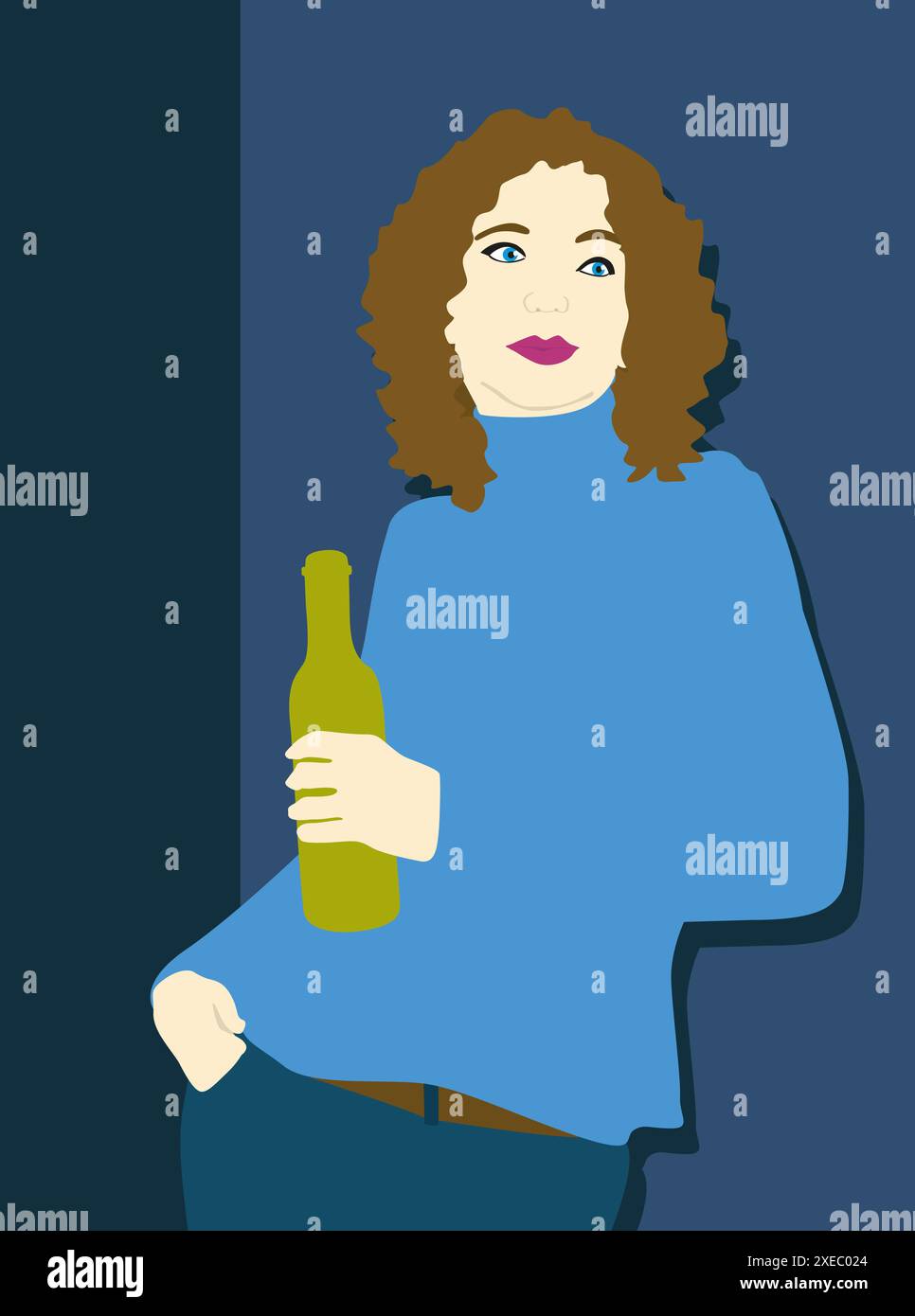 Woman leaning against wall Banque D'Images