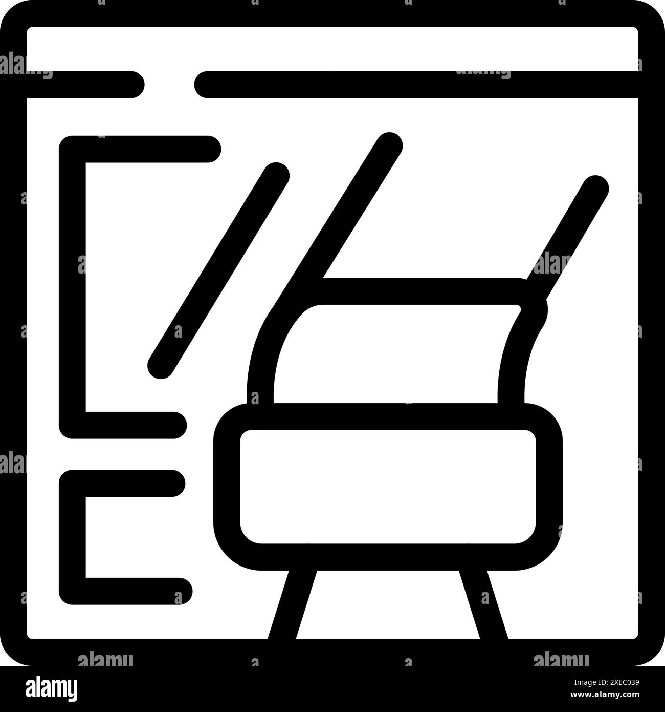 Icône simple d'une page de site Web pour réserver des billets de train en ligne, choisir les meilleurs sièges disponibles Illustration de Vecteur