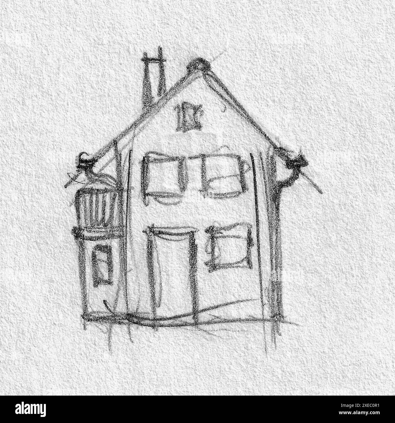 Maison de croquis au crayon Banque D'Images