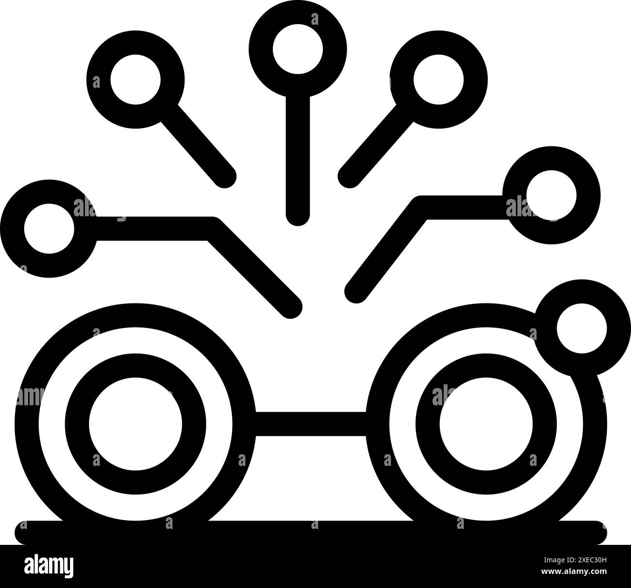 Icône de ligne d'un véhicule agricole autonome fonctionnant à l'énergie renouvelable Illustration de Vecteur
