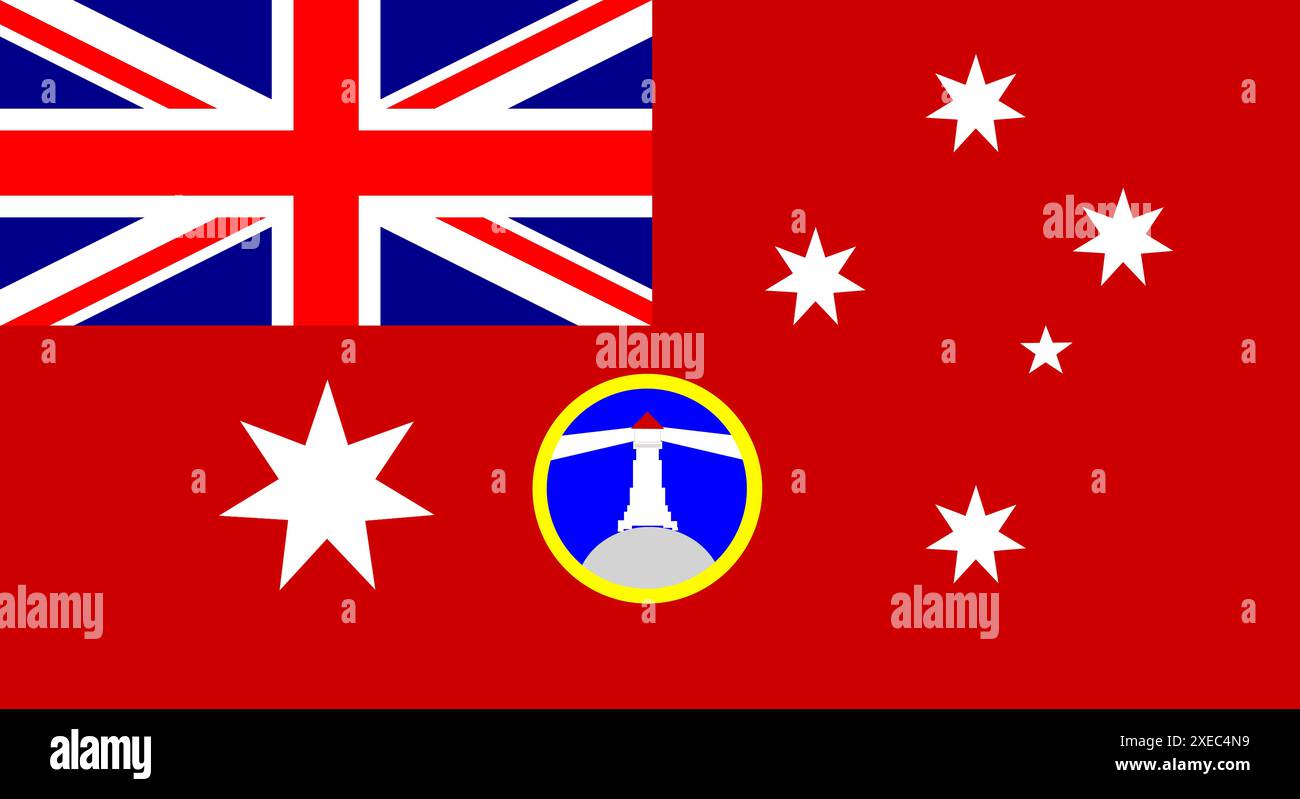 Drapeau rouge australien. Illustration du drapeau australien rouge ensign. Symbole national australien. Banque D'Images