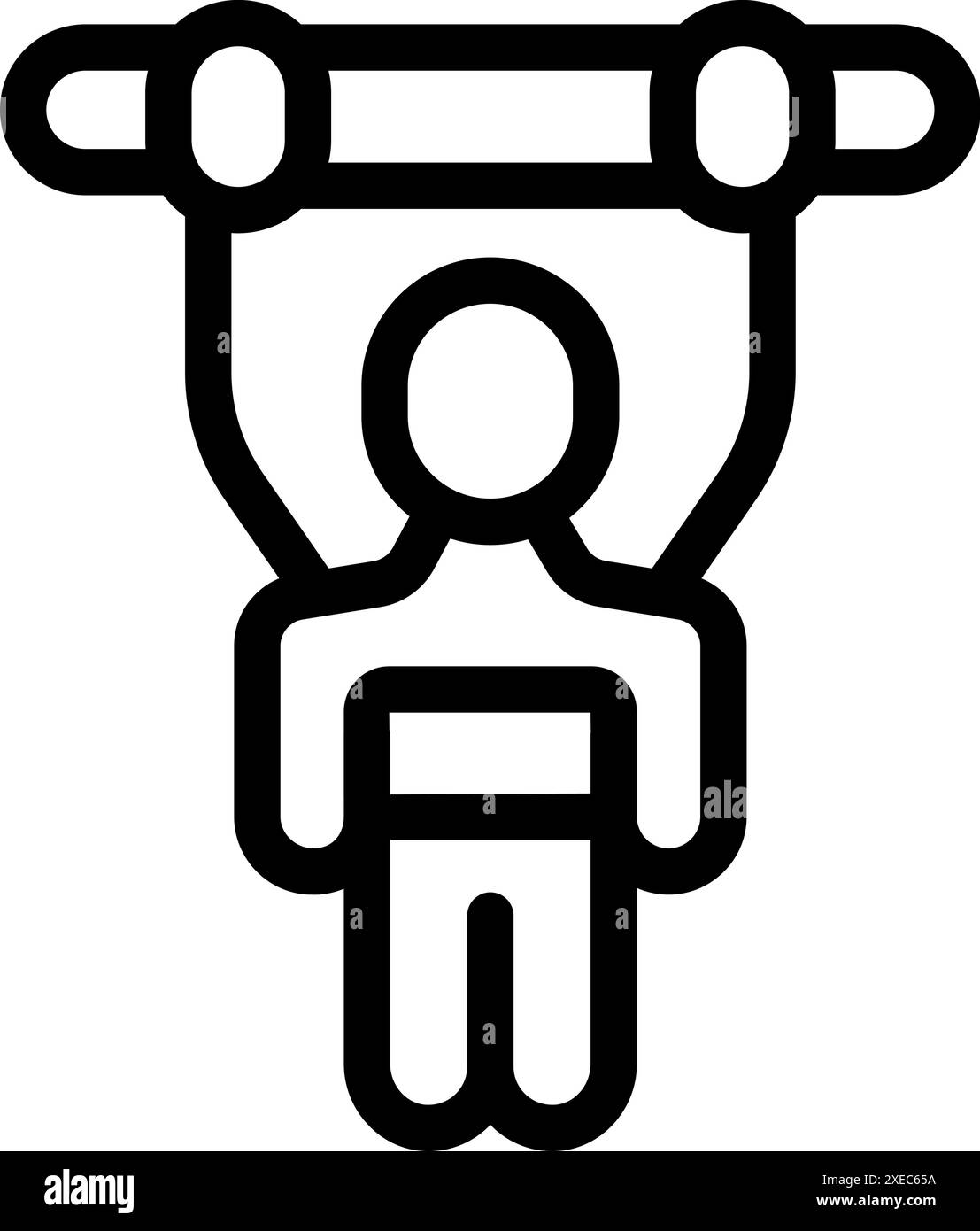 Icône simple d'une personne exerçant leur force du haut du corps en faisant des pull ups Illustration de Vecteur