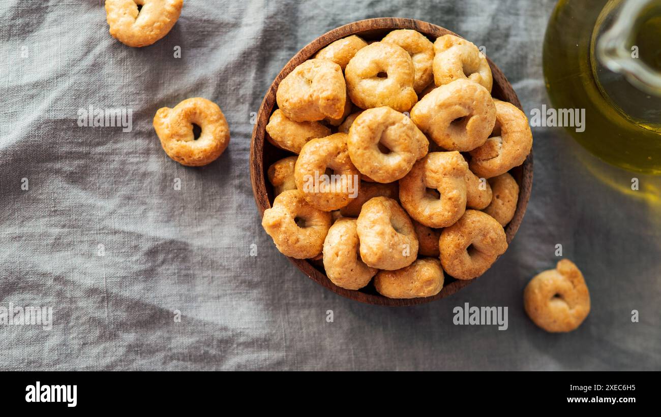 Taralli ou tarallini, espace de copie, pose à plat Banque D'Images