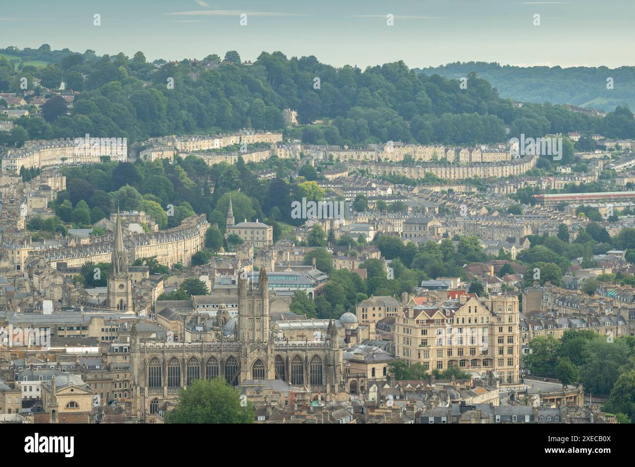 vue aérienne sur Bath depuis Alexandra Park, Bath, Somerset. Été (juillet) 2019. Banque D'Images