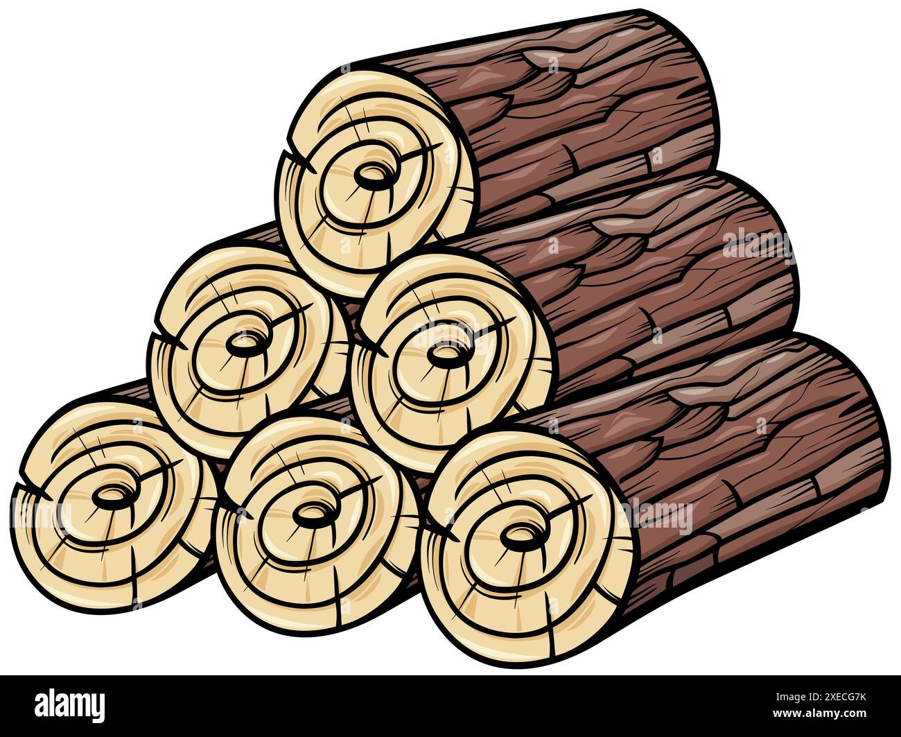 Pile de bûches en bois ou souches de dessin animé clip art Banque D'Images