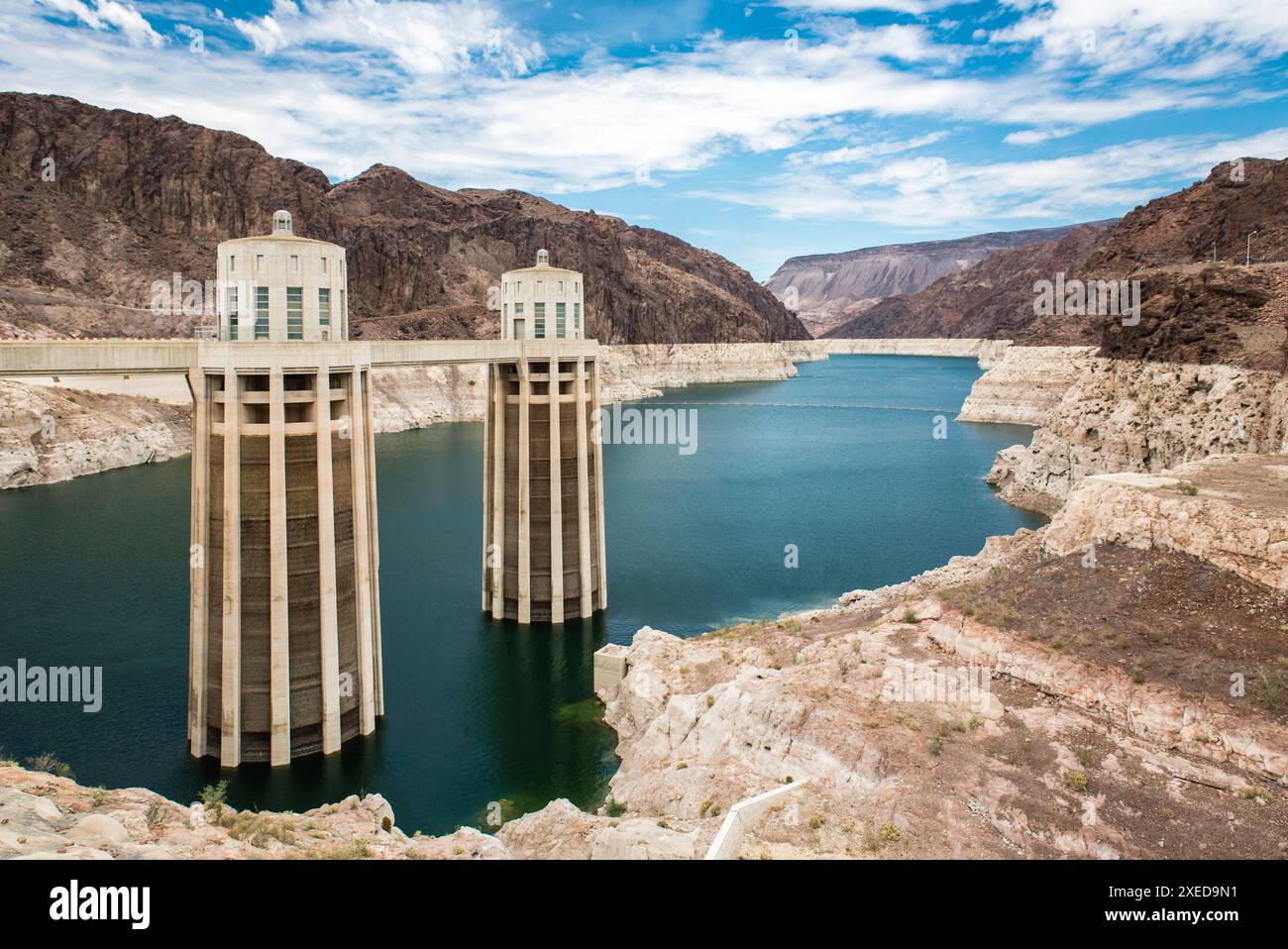 Vue sur le barrage Hoover une attraction touristique dans le nevada, États-Unis. Banque D'Images