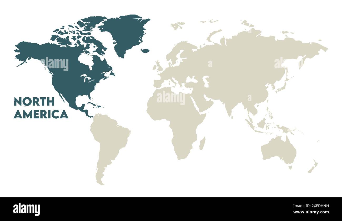 Carte de l'Amérique du Nord, image de carte du monde, isolé sur fond blanc, Info-graphique, Terre plate, globe, icône de carte du monde. Voyagez dans le monde entier Illustration de Vecteur