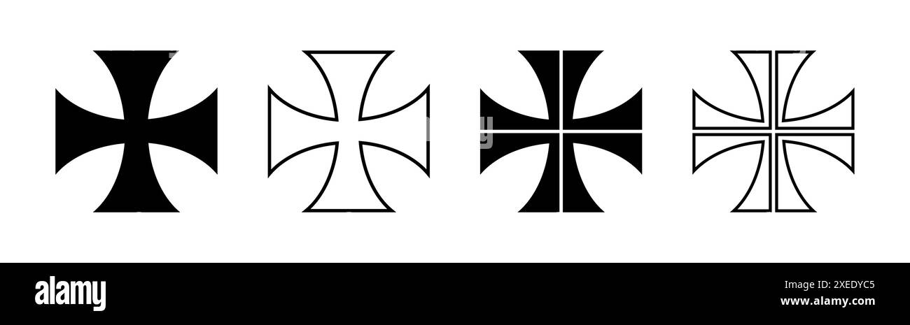 Jeu d'icônes de croix maltaise, croix divisées, symbole de croix chrétienne, forme de contour Illustration de Vecteur