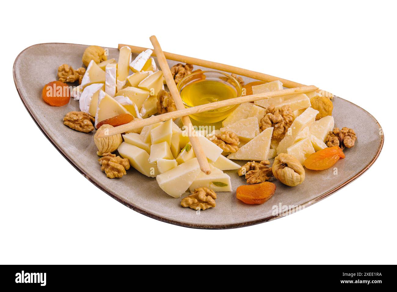 assiette de fromage avec noix et miel Banque D'Images